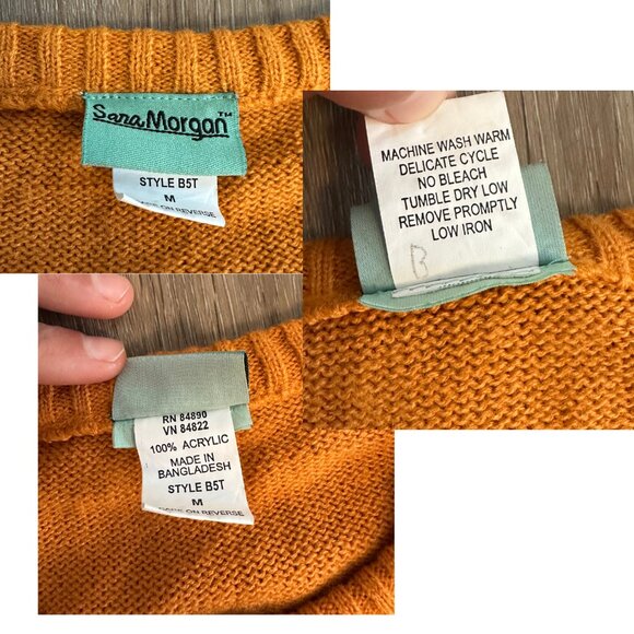 Vintage 90s Mustard Button Up Cable Knit Cardigan Size M - Picture 4 of 4